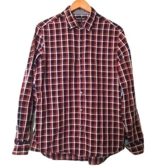 Michael Kors Men's Long Sleeve Classic Fit‎ Button Up Shirt Deep Henna M Medium - Picture 1 of 9